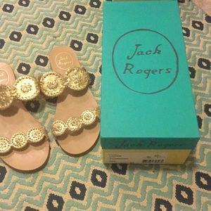 Jack Rogers Lauren Gold Sandal Size 8